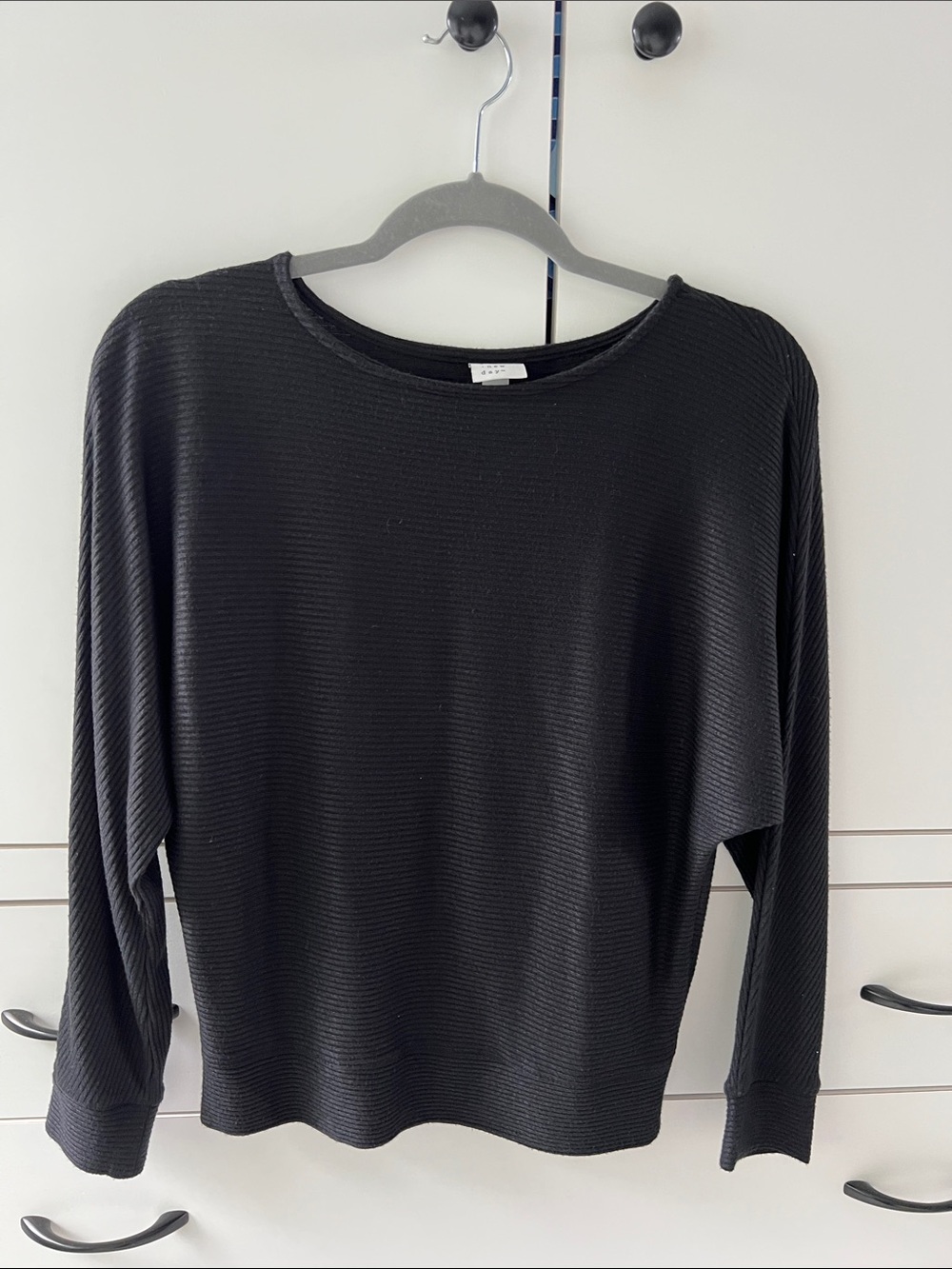 a new day Black Long Sleeve Ribbed Tee